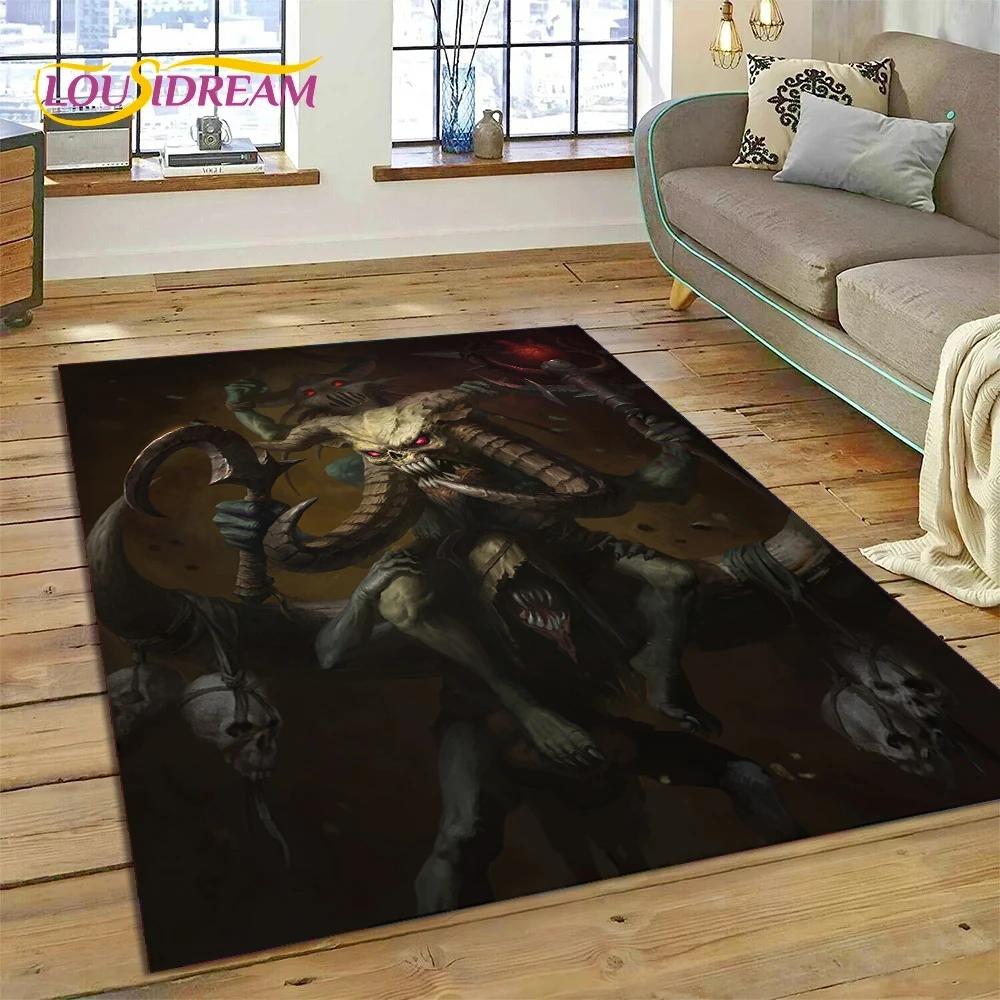 Alfombra de Juego Retro 3D de Diablo para Dormitorio, Sala de Estar, Decoración del Hogar, Sofá, Niños Jugando, Decoración Grande, Felpudo de Regalo