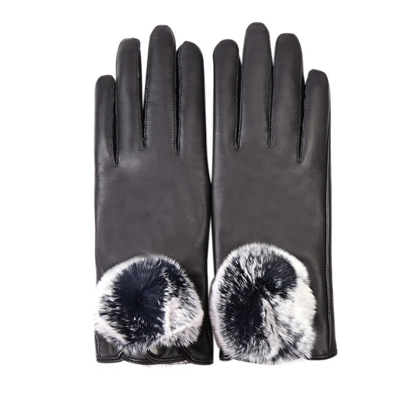 

MARJA KURKI Women s Sheepskin Gloves with Rabbit Fur Cuffs M