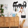 Metal Wall Art Decor, Dog Leash Holder with Hooks, Entryway Organizer, Handmade Tin Painting, Farmhouse Rustic Gift
