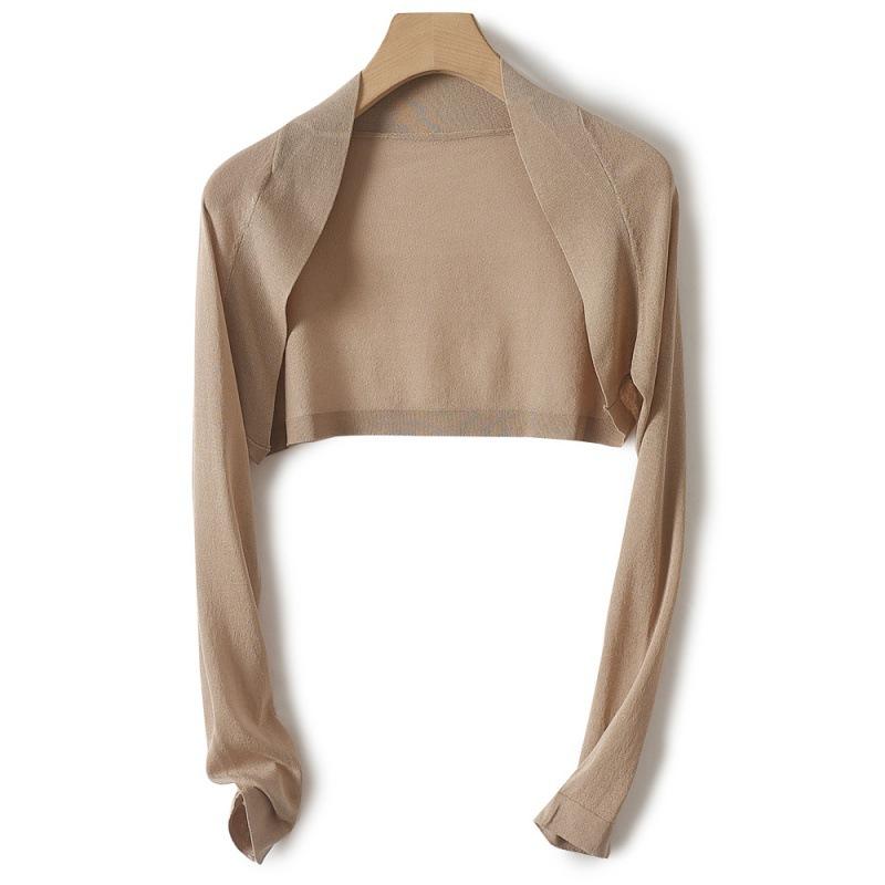 

Шаль, женский короткий кардиган с защитой от солнца, летняя вязаная майка из ледяного шелка, тонкая с длинными рукавами и платье-майка, накидка XL хаки