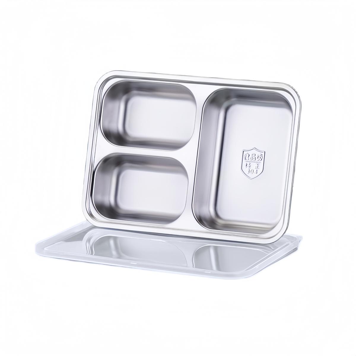 

Snack Containers with 3 4 5 Compartments Stainless Steel Lunch Boxes and Clear PP Lids for Travel and Daily Use