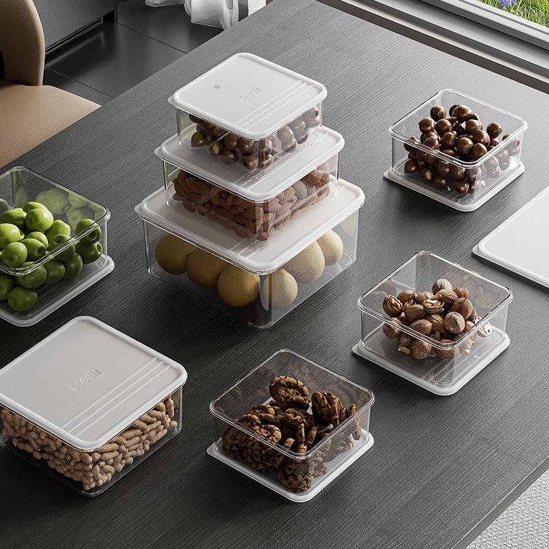 Scatola Organizer Trasparente Impilabile per Frigorifero con Coperchio per Cibo Fresco e Verdure.