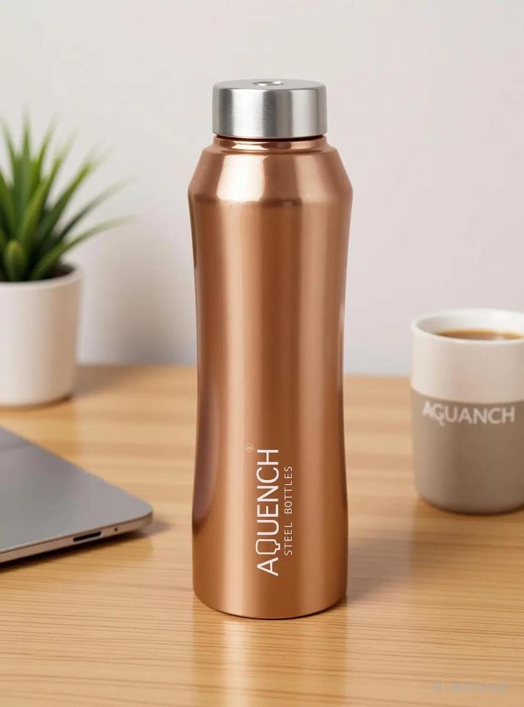 1L Stainless Steel Metallic Copper Coloured Water Bottles 1000 ml Steel Bottle