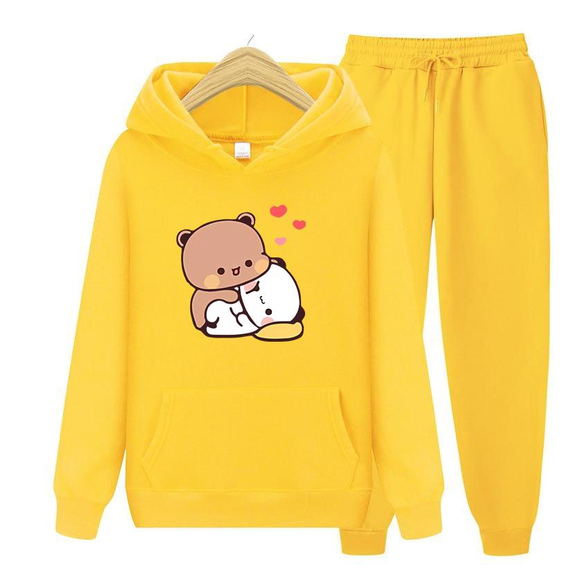Bubu and Dudu Hoodie Love Heart Women Hoodie Set Aesthetic Graphic Kawaii Bubble Tea Hoodies Anime Sweatshirts Hoodie Set