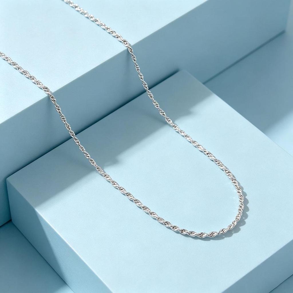 New Style Silver Water Ripple Collarbone Chain New Chinese Style Simple Thin Chain Women Necklace Single Chain Daily Wear Accessory