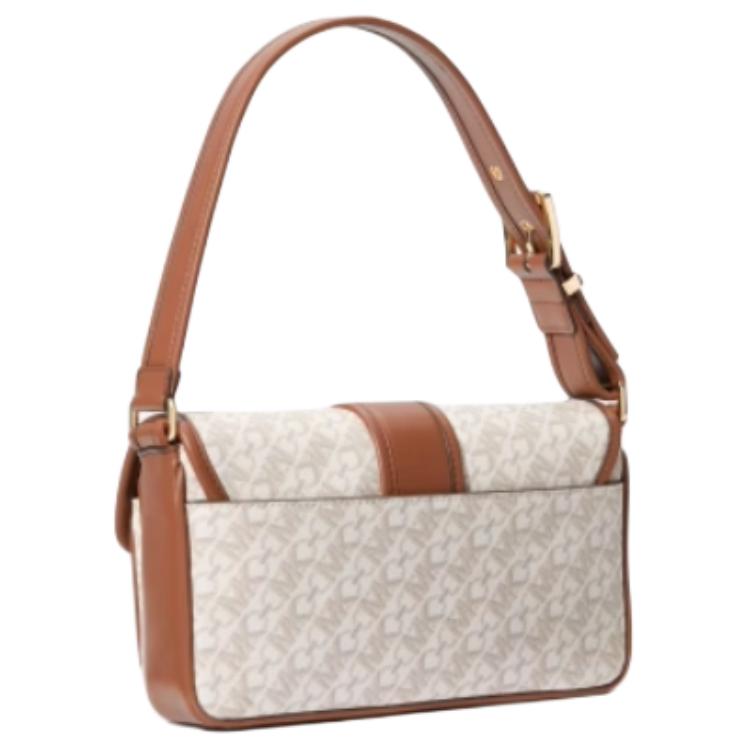 Michael Kors Mk Colby Adjustable Shoulder Strap Leather Tote Bag Women Tote Bags Vanilla-White Acorn-Brown 30S4GBAL2V-VANILLA/LUGGAGE