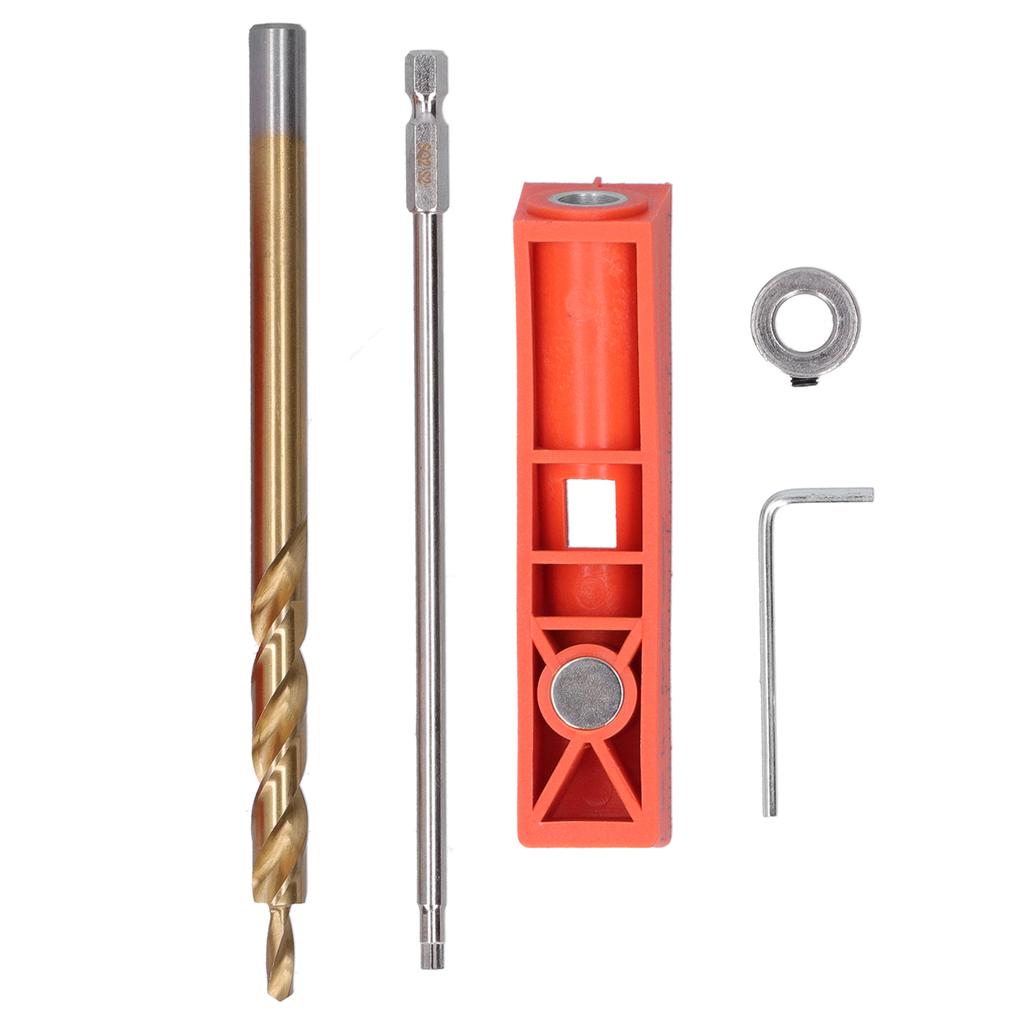 Pocket Hole Jig Kit Step Drill Bit Screwdriver Positioning Fixture Woodworking Tool