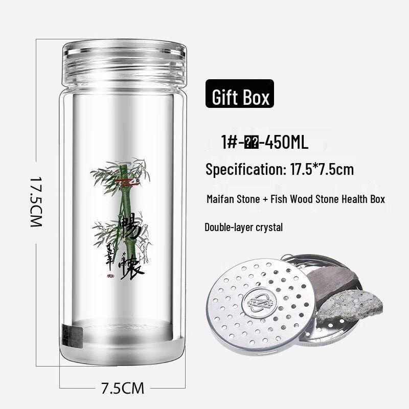 Portable Double-Wall Glass Tea Mug with Lid
