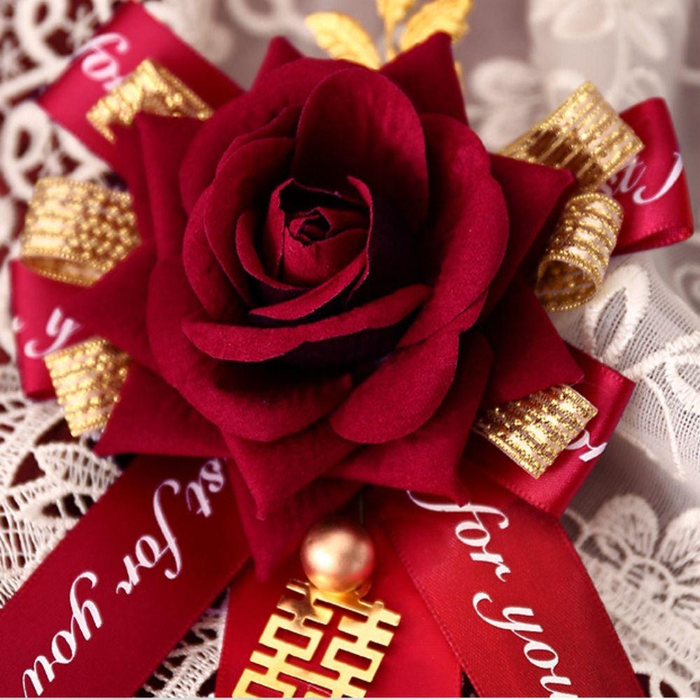 Simulation Flower Parents Banquet Chinese Style Corsage Wedding Corsage Bride Brooch Groom Brooch