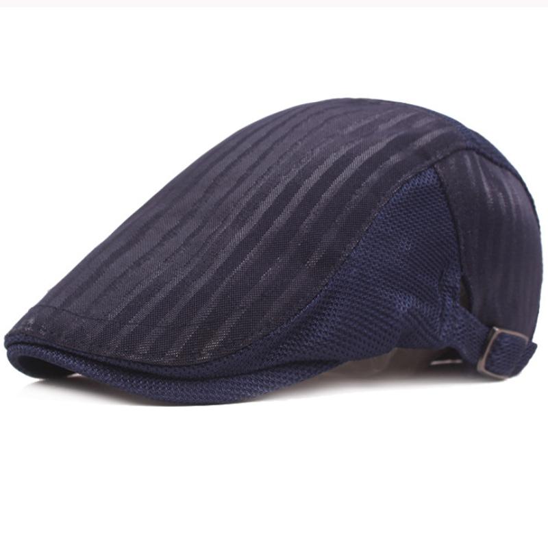 

HT3128 Men Women Berets Mesh Cap Summer Sun Hat Vintage Flat Caps for Men Artist Painter Beret Hat Retro Male Female Beret Caps 55-60cm adjustable темно-синього кольору