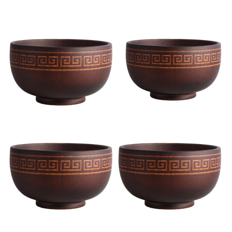 New Creative Bowl Spoon Tableware Set For Kitchen Item Utensils Wooden Auspicious Eight Treasure Pattern Dining Salad Home Dinne