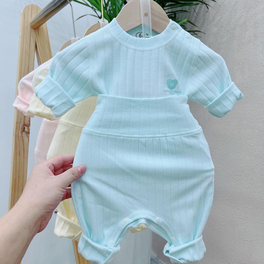 Premium High-Elasticity Cotton Newborn Autumn Pants with Shoulder Opening - Baby Autumn/Winter Clothing
