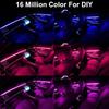 Interior Car LED Strip Lights APP Control, 5 In 1 RGB 16 Million Colors Ambient Lighting Kit With 236 Inches Fiber Optic, Music Mode Ide Car Lighting