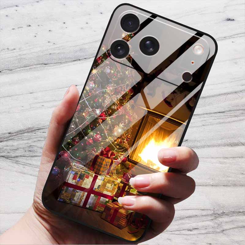

For iPhone 16E 16 Pro Plus Case 17 Pro Max Tempered Glass Hard Back Cover iPhone17 Air Fashion Cases Bumper Luxury Fundas Shells -iPhone 16 Plus