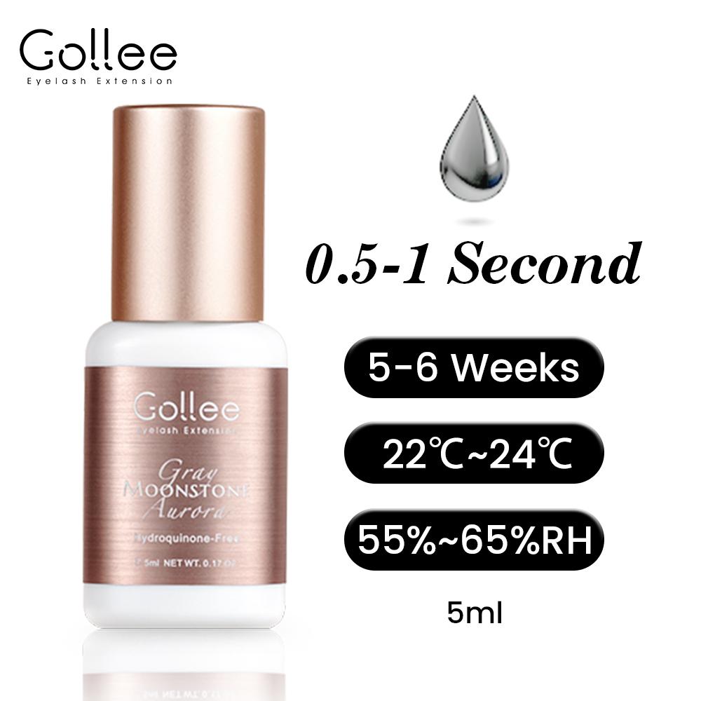 Gollee 0,5-1s Trocknender Kleber für Wimpernverlängerungen 5ml Hypoallergener Wimpernverlängerungskleber Starker Kleber Falsche Wimpern Zubehör