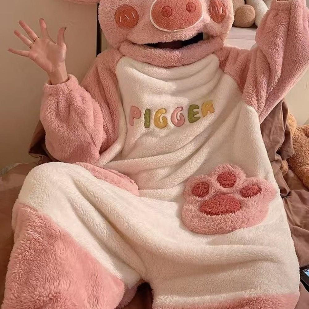 Warm Pumpkin Integrated Pajamas Soft Cosplay Costume Cozy Cartoon Animal Sleepwear  Outerwear