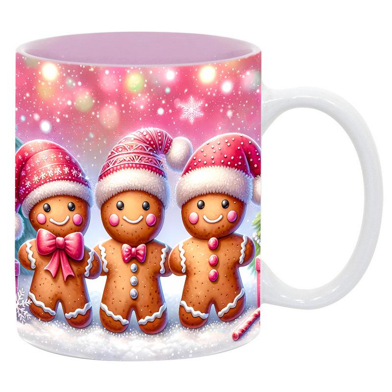 

Рождество Рождество Керамическая Кружка с Маркировкой для Кофе Дерево Рождественская Елка Старик Санта Кот Кот Снег 301-400ml