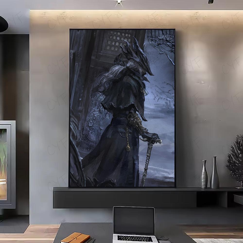 Dark Hunter B-Bloodborne Game Poster HD Art Sticky Wall Waterproof Home Living Room Bedroom Bar Aesthetic Decoration