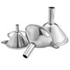 3pcs Stainless Steel Funnel Set Hanging-ring Mountable For Home Kitchen Oil Juice Jams Spirits Transfering Hand Tool Parts