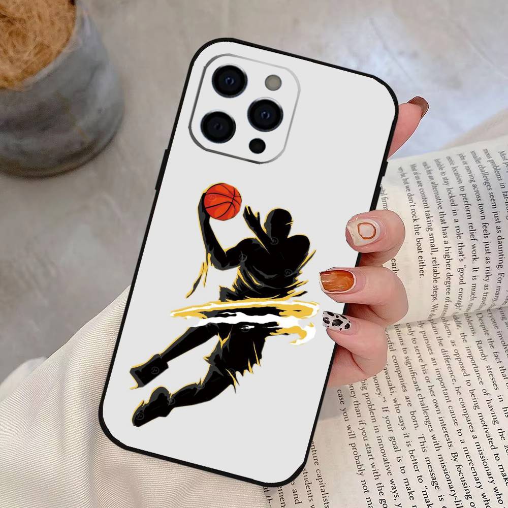 

basketball Phone Case For iPhone 17,16,15,14,13,12,11 Plus,Pro Max,XS,Soft Silicone Black Cover iPhone12ProMax