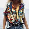 Funny 3D Beauty Pattern Women's T-Shirts Fashion V-neck Short Sleeve Top Summer Street Hip Hop Tee Fashion Loose Female Clothing