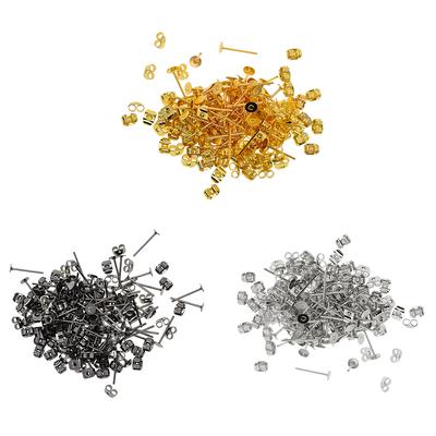 600 Pieces 4mm Iron Earring Posts and Backs for DIY Findings Jewelry