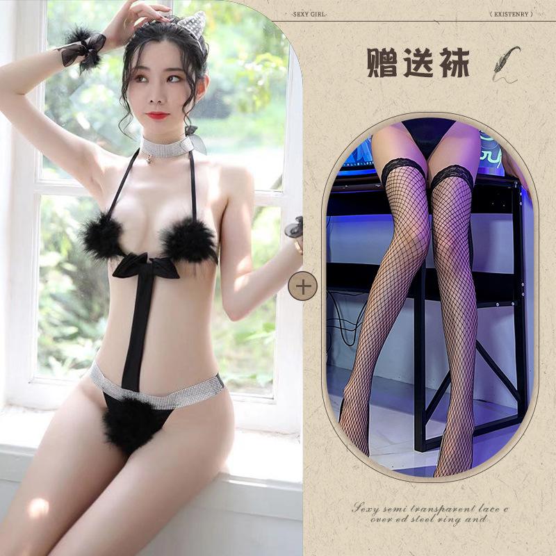 Sexy lingerie one-piece open crotch sexy pure bunny cat girl game uniform seduction suit