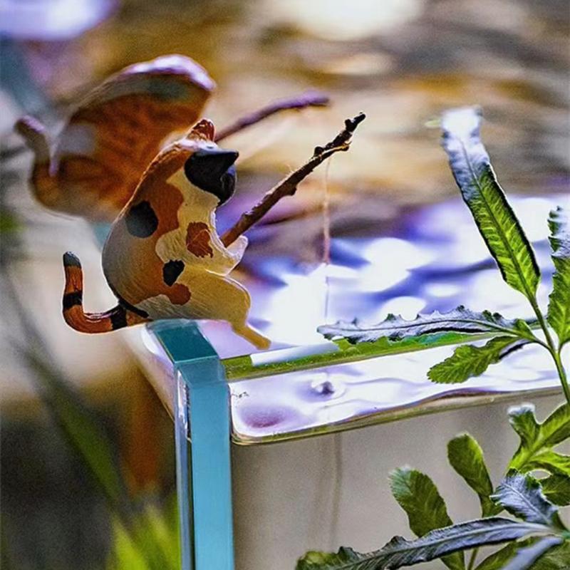 Cute Fishing Cat Aquariums Underwater Decoration Aquariums Decors Fishtanks Pendant Accessories for Freshwater Saltwater
