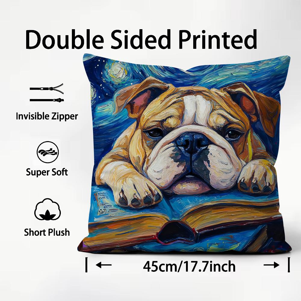 1PC Catoon Starry Sky Dog Cushion Cover Plush Fabric Soft DoubleSided Printed Sofa Warm Winter Home Child Gift Pillow Case