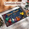 Music Guitar Theme Soft Crystal Velvet Rug Custom Name & Text Print Non Slip Floor Rug for Bedroom Living Room