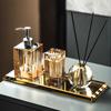 Luxury Crystal Glass Soap Dispenser Bottle Bathroom Shampoo Refill Bottle Hotel Toothpick Holder Soap Dish Pump Lotion Bottle