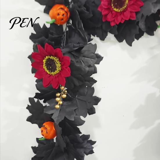 Fall Seasonal Decorations Halloween Artificial Maple Leaf Vine Decor, Wall Hanging Garland Durable Festive Ornaments for Party Scene, Spooky