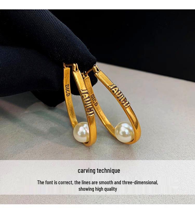 High-End Retro U-Shaped Pearl Earrings for Women - Elegant Light Luxury Design