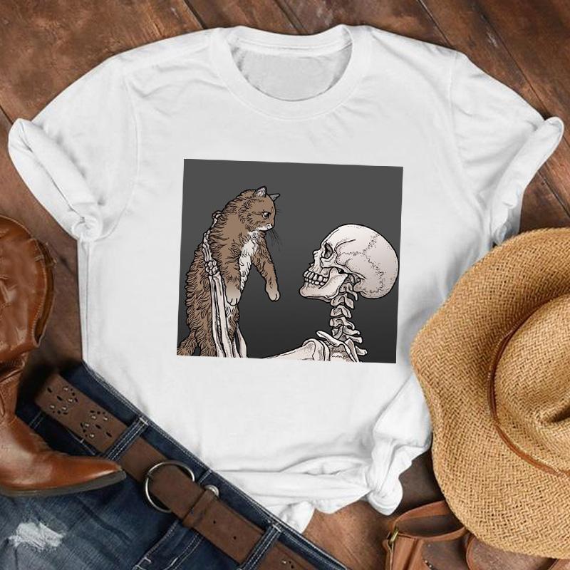 Women Lady Printed Cartoon 90S Horror Sleep Fashion Shirt Clothes Tshirt Female Print T Tee