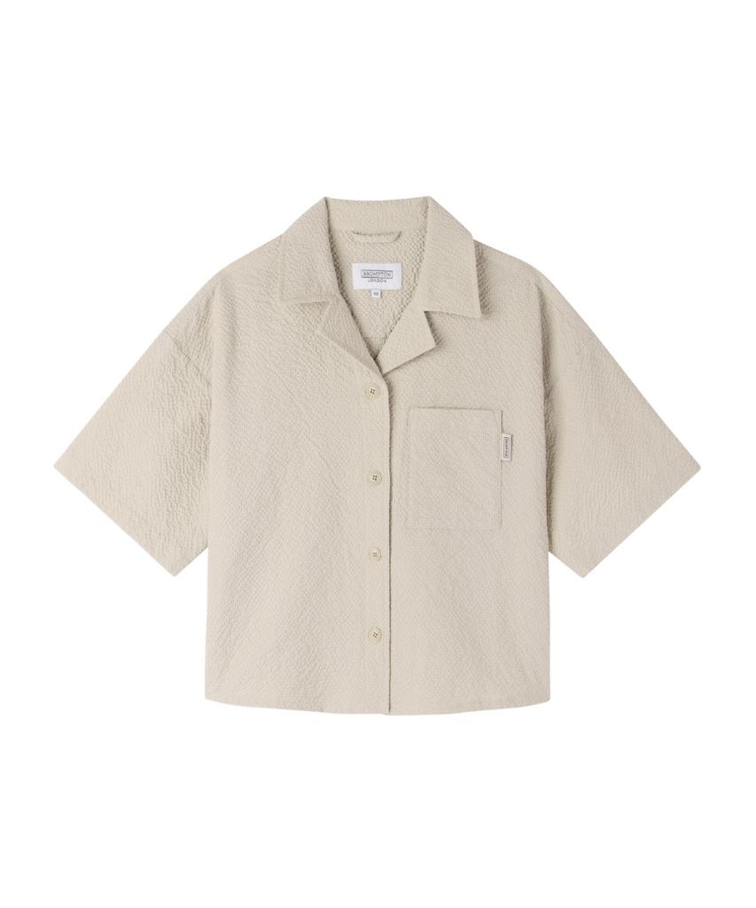 BROMPTON LONDON W Seersucker Half Sleeve Shirtket - L/Beige (P262Wsh180)