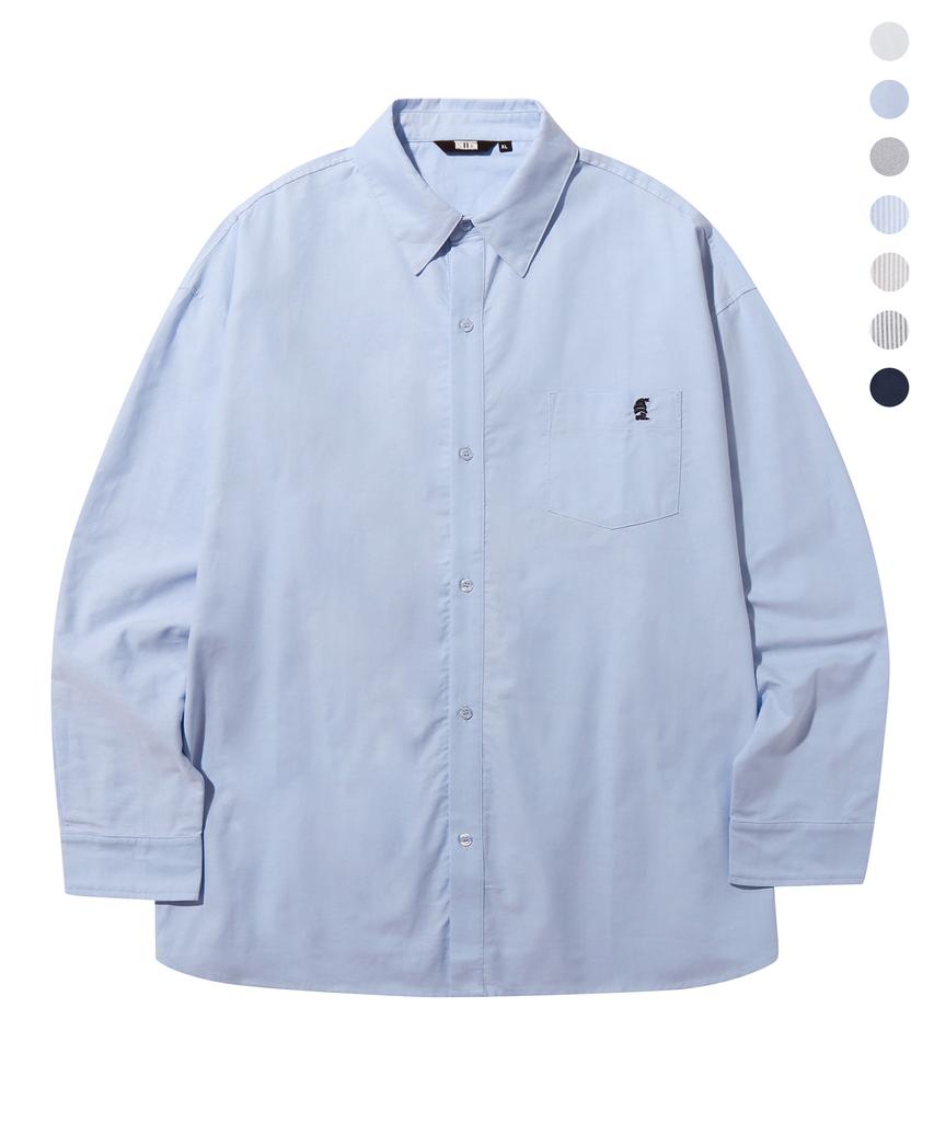 TRILLION City Boy Boat Embroidery Oxford Oversized Shirt_7 Colors (Type A)