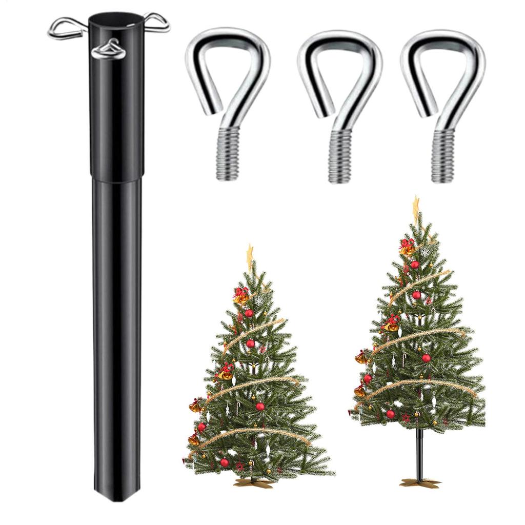 Christmas Tree Height Extender Iron Christmas Tree Base Extension Rod with 3 Fixing Screws for 0.5-1.25 Inch Tree Poles