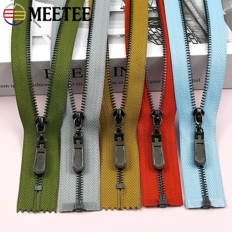 3Pcs Meetee 3# Metal Zippers 15-70cm Close/Open End Zips Bags Purse Clothes Decorative Zipper Repair DIY Sewing Accessories