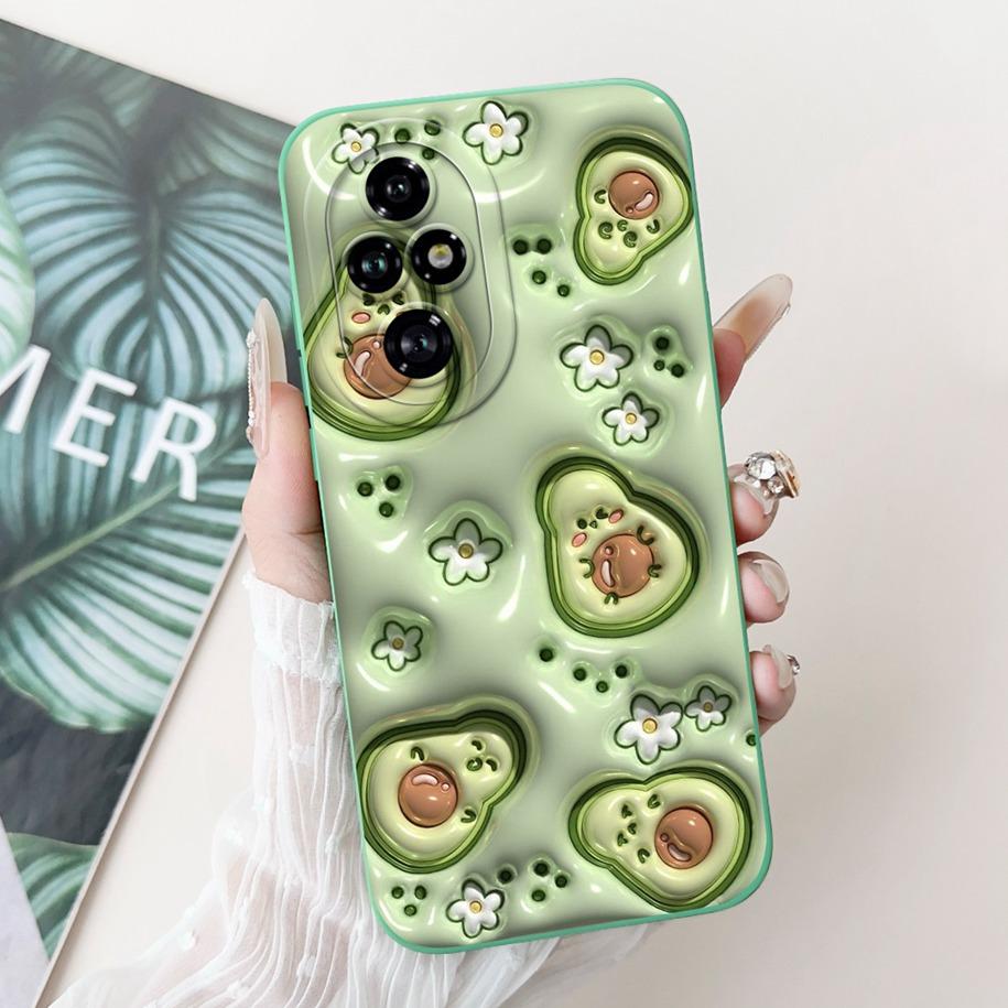 For Honor 200 Pro Case ELP-AN00 Phone Cover Popular Flower Avocado Soft Silicone Matte Fundas For Honor 200Pro Protective Bumper