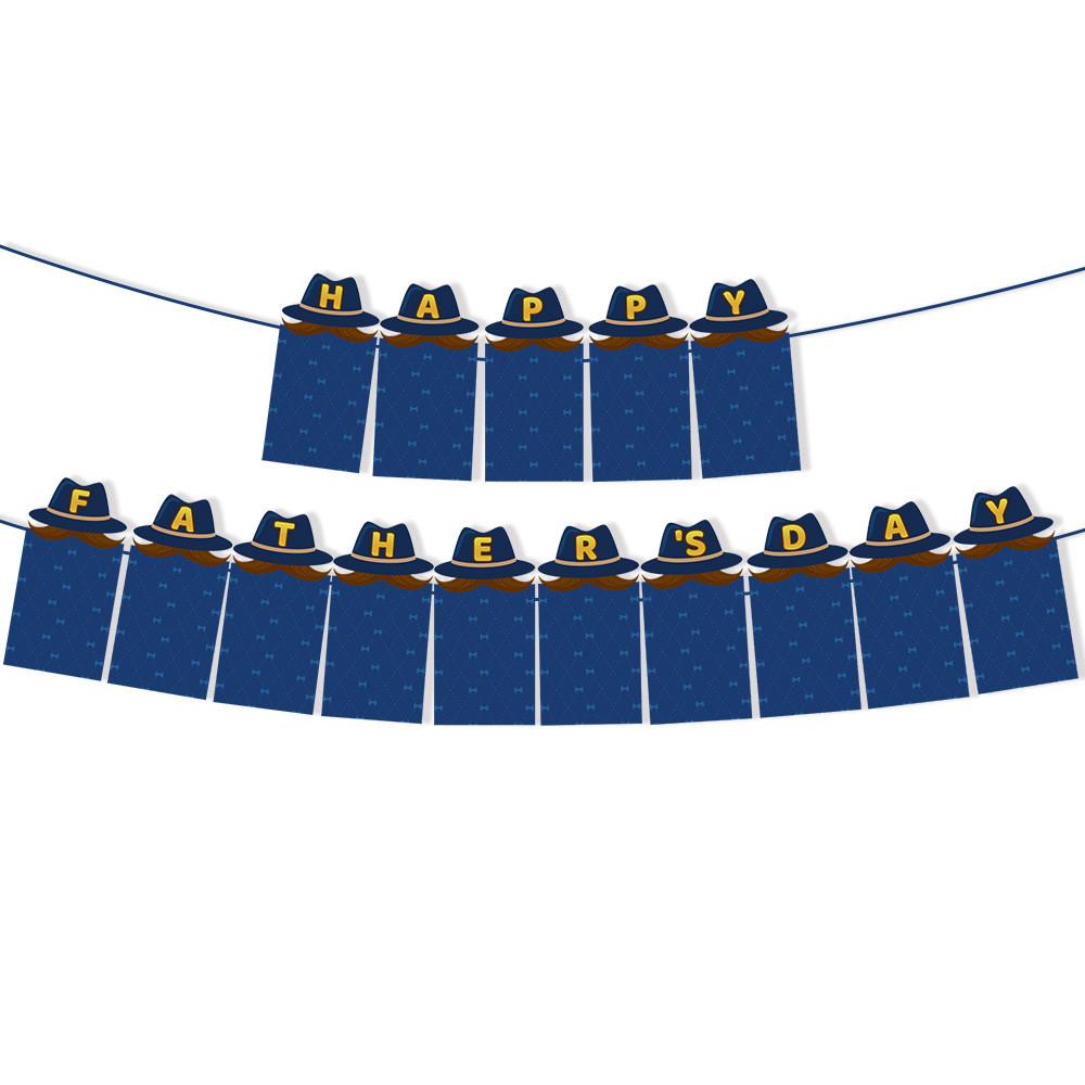 Day Father Theme Hat Pattern Creativity Paper Photo Banner Party Decoration Prop