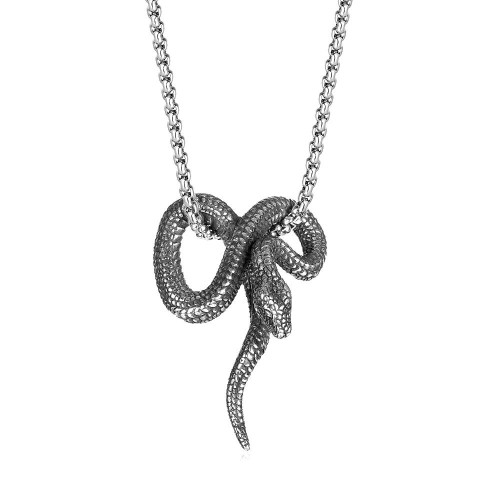 Men's Retro Creative Snake Shape Pendant Necklace Stainless Steel For Fashionable Men Anniversary