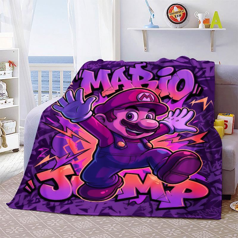 Super Mario Warm Throw Blanket Flannel Soft Cozy Lightweight Blanket for Bed Sofa Home Decor -QJY