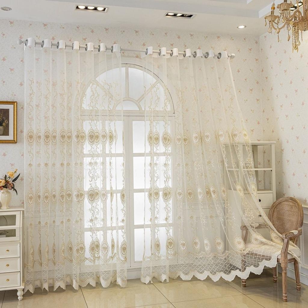 European High-grade Window Screen Bay Window Living Room Balcony Blackout Relief Embroidery Embroidery Gauze Curtain Bedroom Curtain