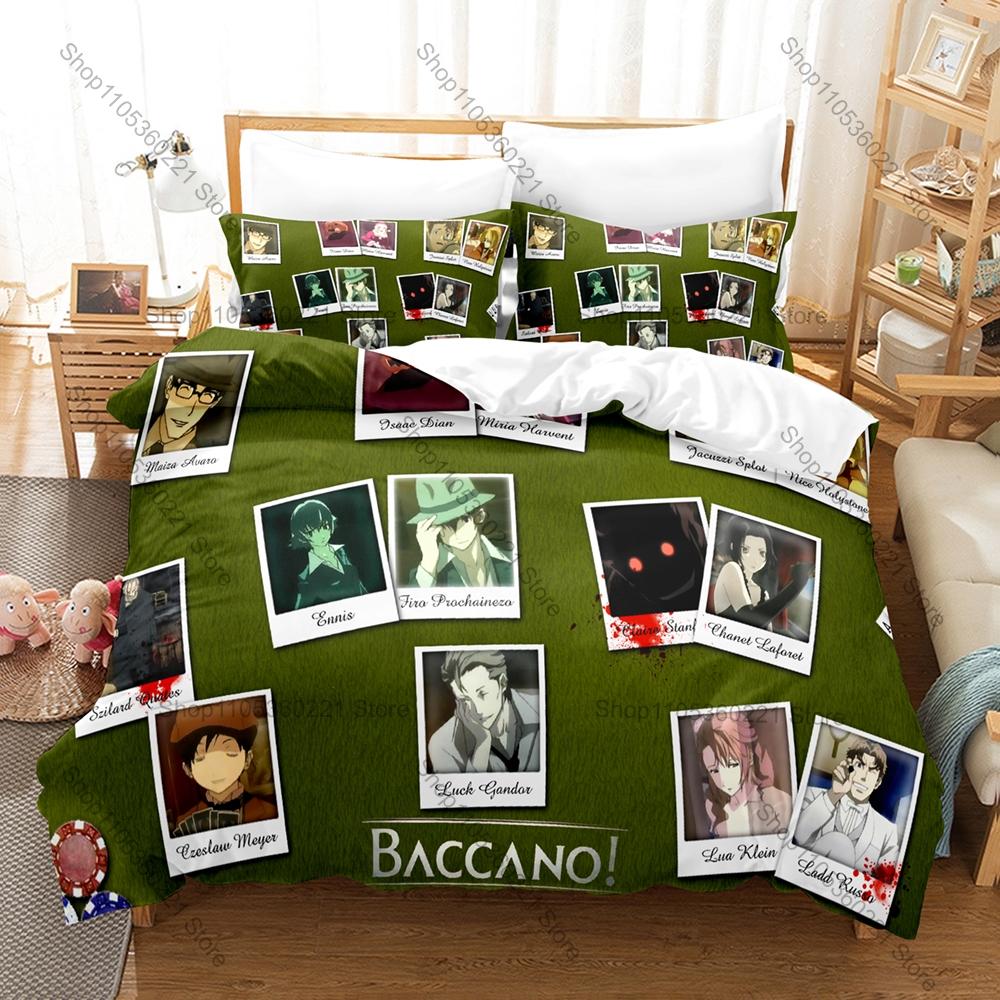 Cool Baccano! Firo Prochainezo Ennis 1930s Mafia Immortal Vintage Dark Fantasy Japanese Anime Bedding Set Duvet Cover + 2 Pillow