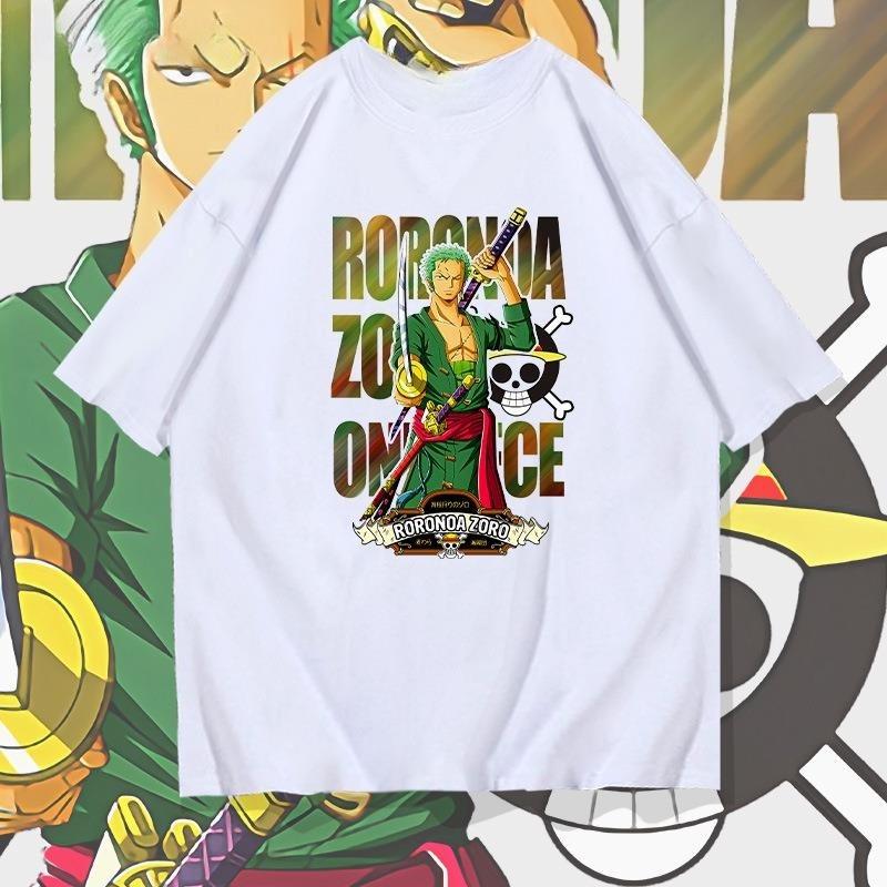 

Мужская футболка из 100% хлопка аниме One Piece 2026 Лето Новая с рисунком Ророноа Зоро унисекс Харадзюку Короткий рукав Свободный тренд Y2K рубашка M