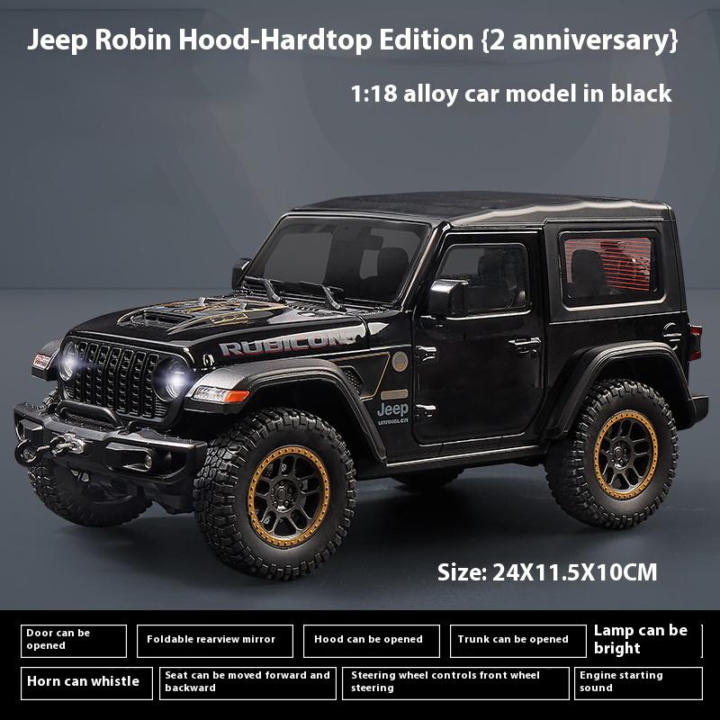 

1:18 Jeep Wrangler Rubicon Внедорожник Металлический Литой Модель Автомобиля Звук и Свет Коллекционные Хобби Игрушки Подарки Для Парня чёрный