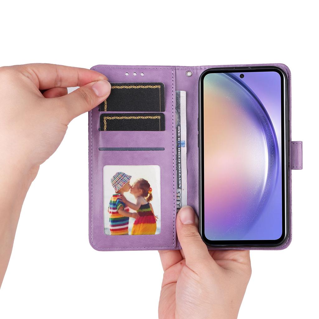 For Samsung Galaxy M54 5G/F54 5G PU Leather Flip Phone Case Sunflower Imprinted Stand Wallet Cover
