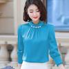 Women's Satin Long Sleeve Shirt Slim Top Workwear Loose Plus Size office Shirt