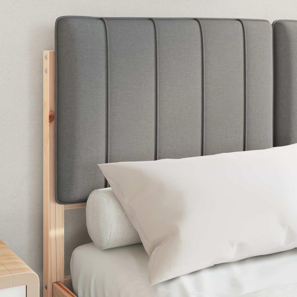 Bed Frame with Padded Headboard Light Grey 120 x 190 cm
