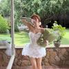 Vietnamese Niche Design 2025 New Elegant White Lace Fishbone Tube Top Skirt